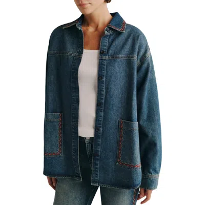 Dl1961 Addison Embroidered Denim Overshirt In Eternal Embroidery