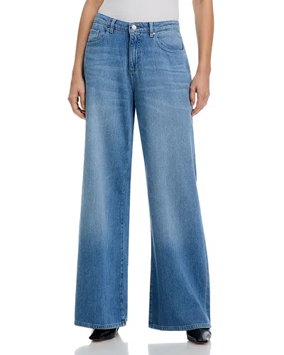 Dl1961 Alex Low Rise Baggy Wide Leg Jeans In Riverbank In Blue