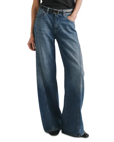 Dl1961 Alex Petite Highluxe Mid Rise Baggy Wide Leg Jeans In Authentic In Blue