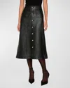Dl1961 Alma A-line Leather Midi Skirt In Black