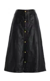 Dl1961 Alma A-line Leather Midi Skirt In Black