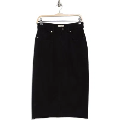Dl1961 Alma Raw Hem Denim Midi Skirt In Black