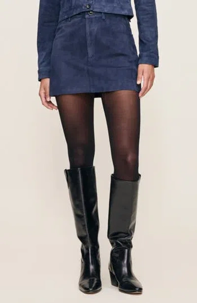 Dl1961 Alma Suede Miniskirt In Navy Suede