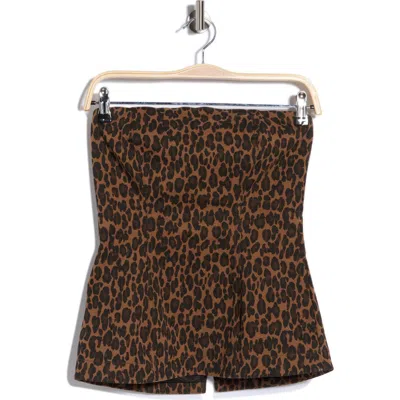 Dl1961 Animal Print Bustier Tube Top In Brown