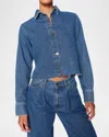 Dl1961 Montauk Crop Denim Button-up Shirt In North Beach