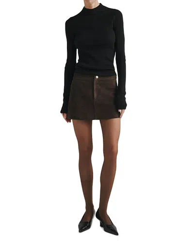 Dl1961 Avalon Suede Low Rise Mini Skirt In Brown