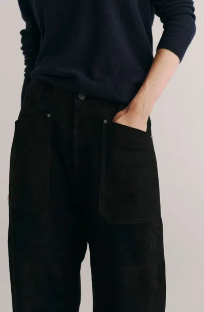 Dl1961 Bilie Suede High Waist Barrel Pants In Black