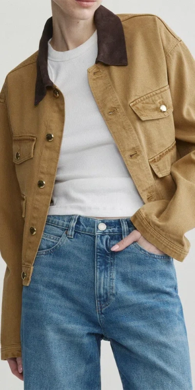 Dl1961 Boxy Denim Jacket Savannas In Brown