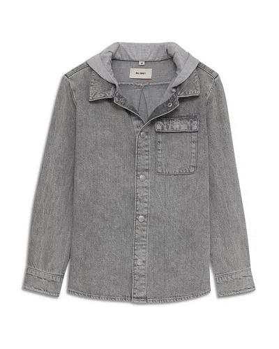 Dl1961 Boys' Matteo Hooded Shirt - Big Kid In Gray