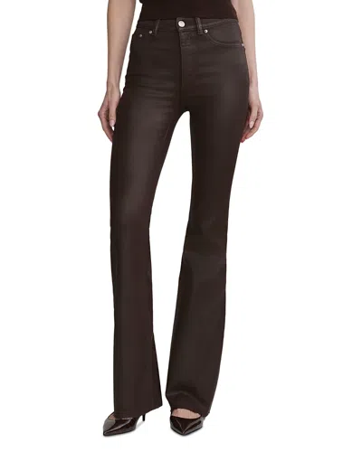 Dl1961 Bridget Bootcut High-rise Instasculpt Wax-coated Jeans In Dark Elm In Brown