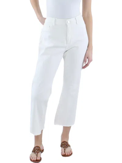 Dl1961 Bridget Womens Frayed Hem Cropped Bootcut Jeans In White