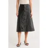Dl1961 Button-through Leather Skirt In Black