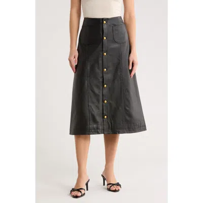 Dl1961 Button-through Leather Skirt In Black