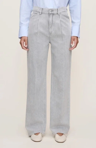 Dl1961 Casie Pleated Mid Rise Wide Leg Jeans In Gray