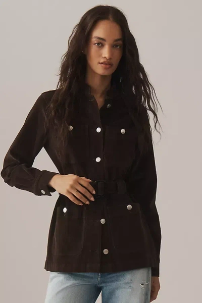 Dl1961 Corduroy Belted Utility Jacket In Brown