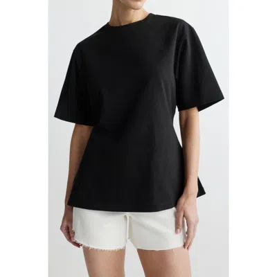 Dl1961 Cotton Jersey Peplum Girlfriend T-shirt In Black