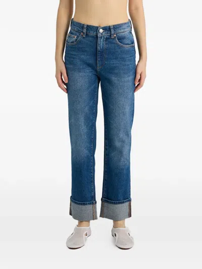 Dl1961 Cuffed High-rise Jeans In Blue