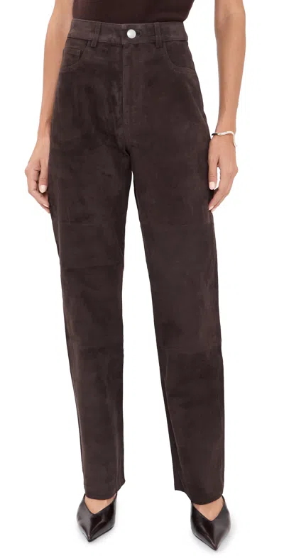 Dl1961 Dakota Slim Straight Suede Pants Tobacco Suede In Brown