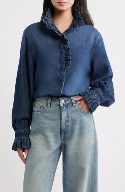 Dl1961 Dl Aura Ruffle Denim Shirt In Fall Blues Aura