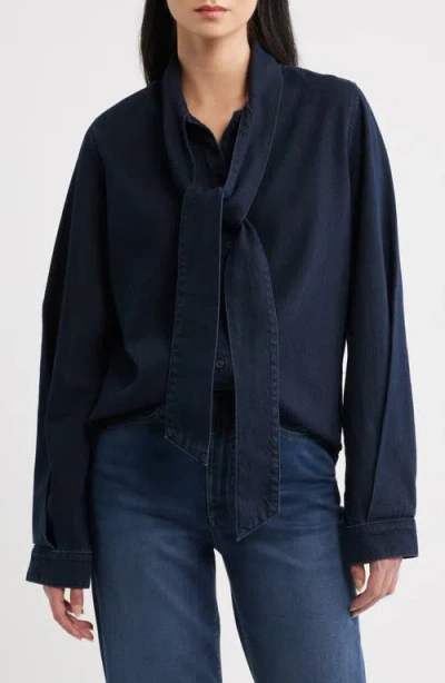 Dl1961 Dl Aura Simone Tie Neck Denim Shirt In Nightfall Aura