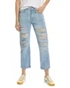 Dl1961 Emilie Straight Ultra High-rise Vintage Super Light Shredded Ankle Cut In Blue