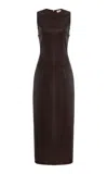 Dl1961 Esme Coated Midi Dress In Brown