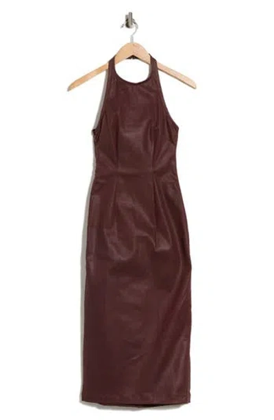 Dl1961 Esme Halter Neck Faux Leather Dress In Saffron Coated