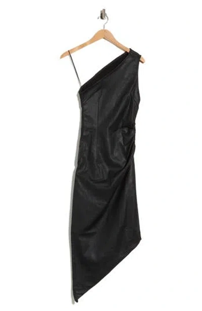 Dl1961 Esme One-shoulder Coated Dress In Black Coated