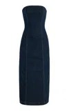 Dl1961 Esme Strapless Midi Crescent Harbor Dress In Blue
