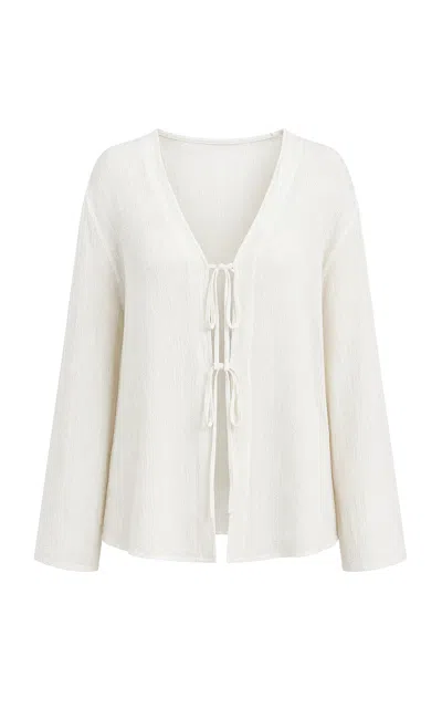 Dl1961 Faye Cotton Gauze Tie Shirt In White
