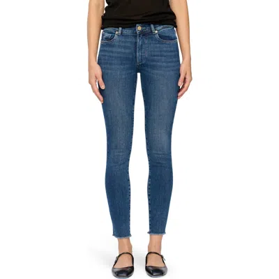Dl1961 Florence Instasculpt Frayed Ankle Mid Rise Skinny Jeans In Multi