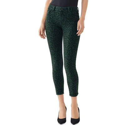 Dl1961 Florence Mid Rise Crop Jean In Snow Leopard In Green