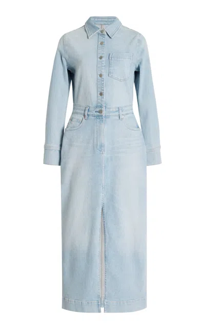 Dl1961 Freja Cotton-blend Maxi Dress In Blue