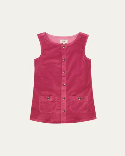Dl1961 Kids' Girl's Hana Velvet Pinafore Dress In Hibiscus Velvet