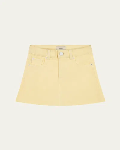 Dl1961 Kids' Girl's Jenny Denim Mini Skirt In Citron