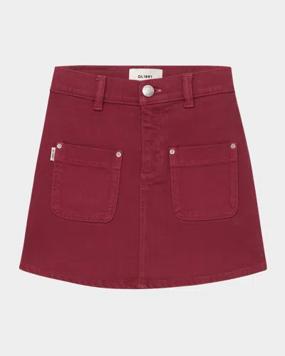 Dl1961 Kids' Girl's Jenny Denim Mini Skirt In Red