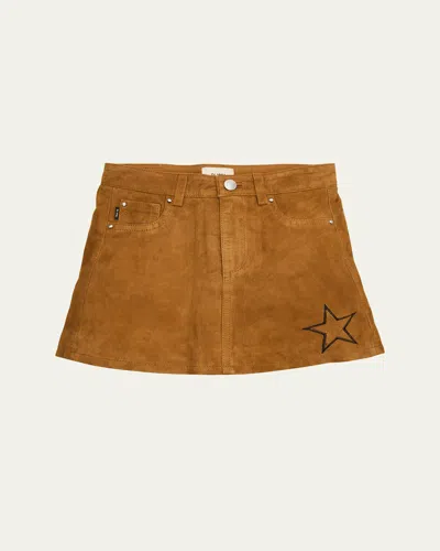 Dl1961 Kids' Girl's Jenny Suede Mini Skirt In Brown