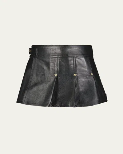 Dl1961 Kids' Girl's Lola Leather Pleated Skirt In Obsidians