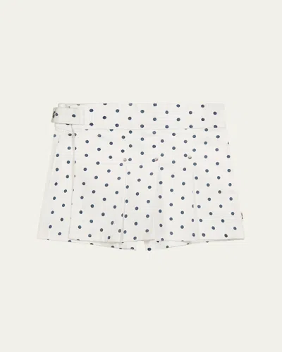 Dl1961 Kids' Girl's Lola Polka Dot Skort In Marine Dots