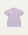 Dl1961 Girl's Manning Button Front Dress In Lt Lilac