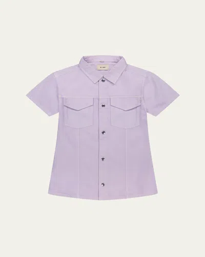 Dl1961 Kids' Girl's Manning Button Front Dress In Lt Lilac
