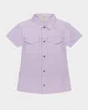 Dl1961 Girl's Manning Button Front Dress In Lt Lilac