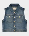 Dl1961 Girl's Manning Denim Vest In Blue