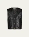 Dl1961 Girl's Vicki Leather Vest In Obsidians