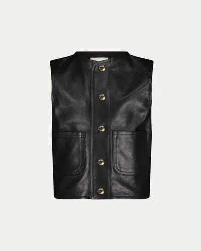 Dl1961 Kids' Girl's Vicki Leather Vest In Obsidians