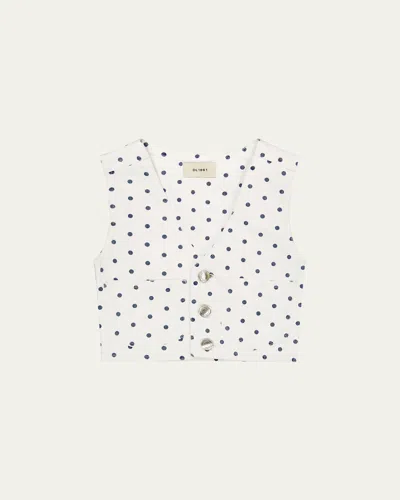 Dl1961 Kids' Girl's Zizi Polka Dot Denim Vest In Marine Dots