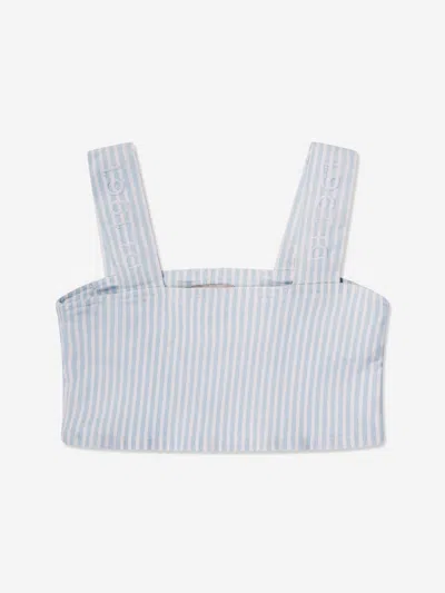 Dl1961 Kids' Girls Cora Striped Ruffled Crop Top In Blue