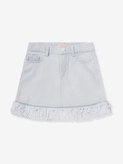 Dl1961 Kids' Jerry Fringe-trim Denim Skirt In Blue