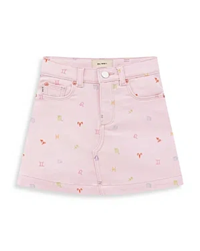 Dl1961 Kids' Jenny Sign-embroidered Denim Skirt In Pink
