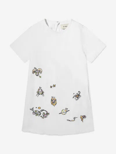 Dl1961 Kids' Kiki Star Signs-embroidered Dress In White